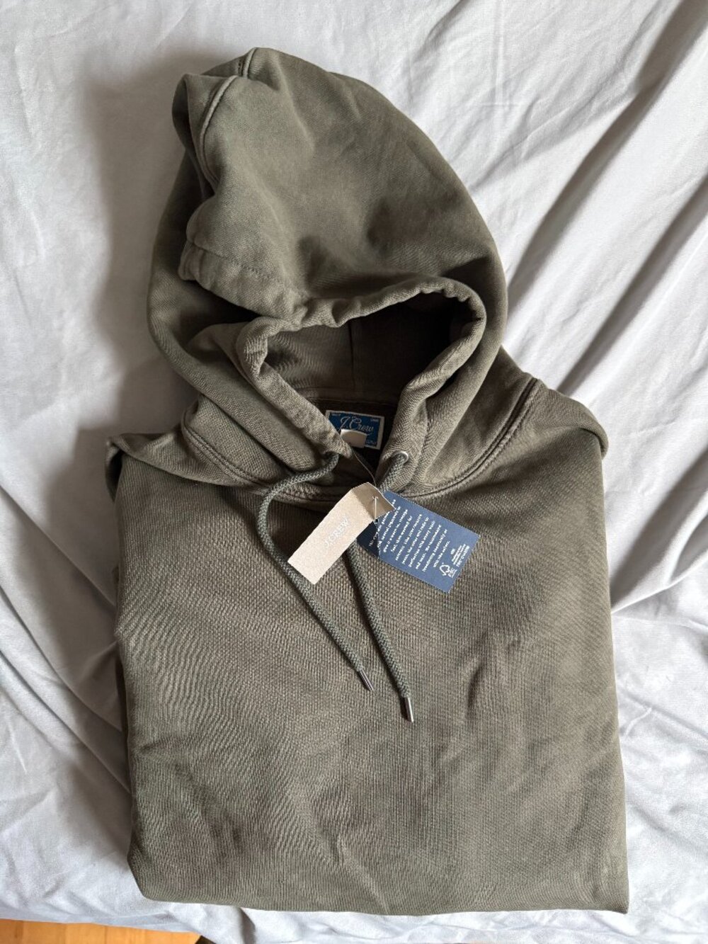 J. Crew Garment Dyed French Terry Hoodie Sweatshirt GREEN Medium $89.50